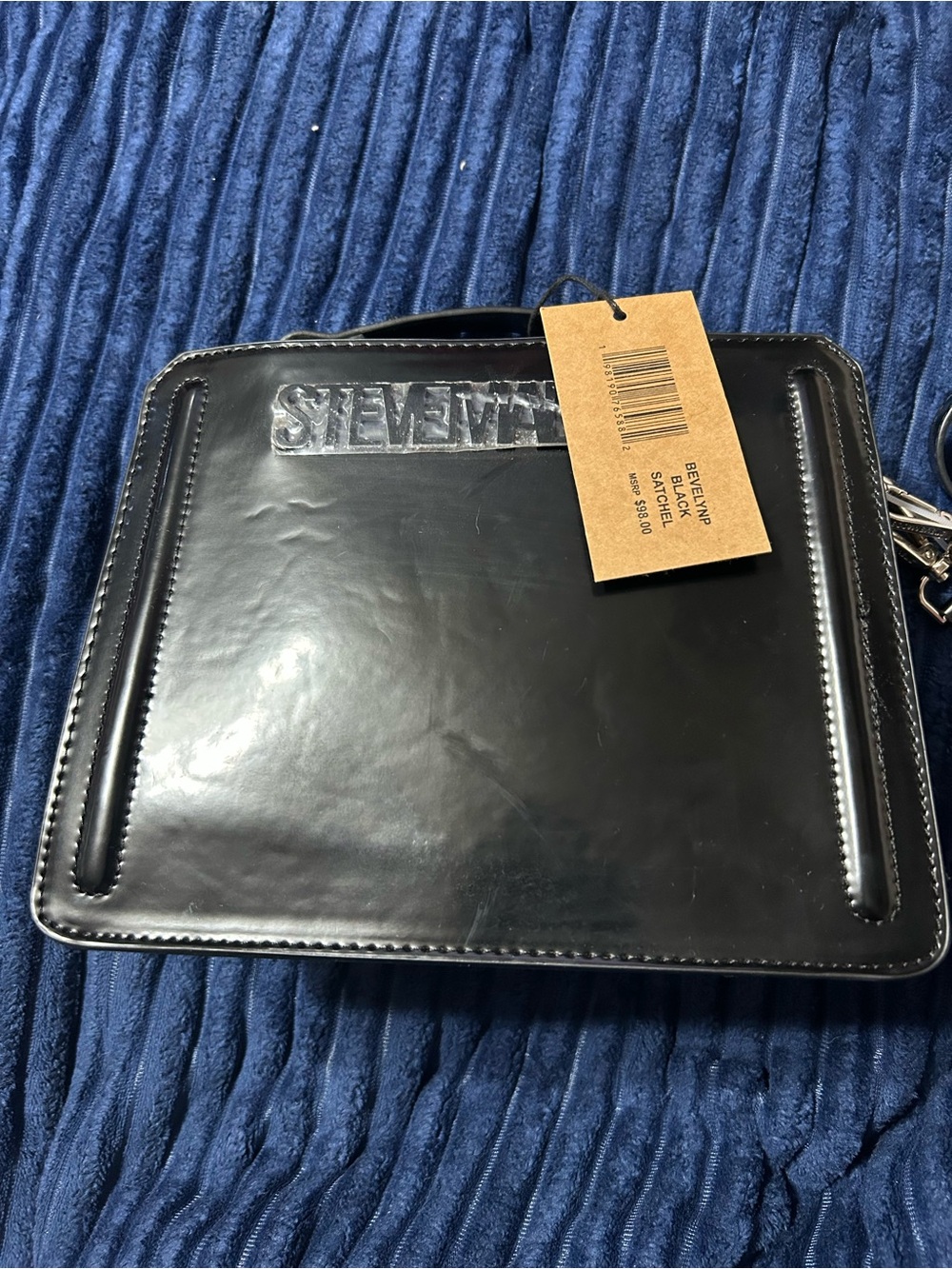 Steve Madden Black Glossy Bevelyn Satchel